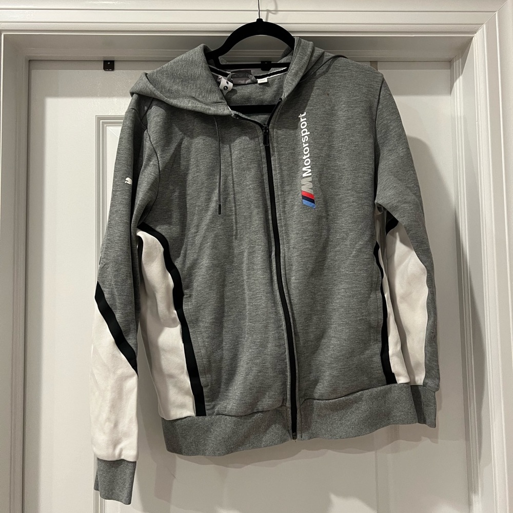 BMW Puma sweatshirt zip up hoodie gray
